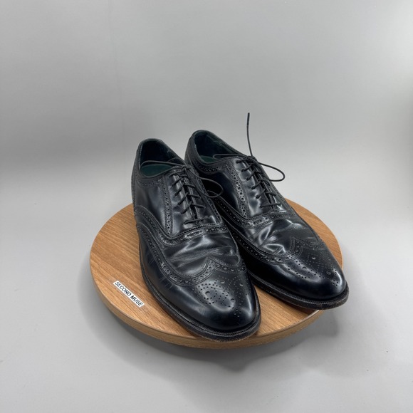 Florsheim Imperial Wingtip Oxford 10.5 D Black Leather Brogue Made in USA VTG main image 10